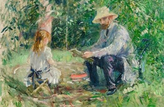 Berthe Morisot - Eugène Manet con la figlia in giardino